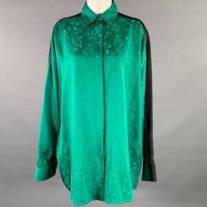 HAIDER ACKERMANN Size S Green Black Jacquard Button Down Shirt